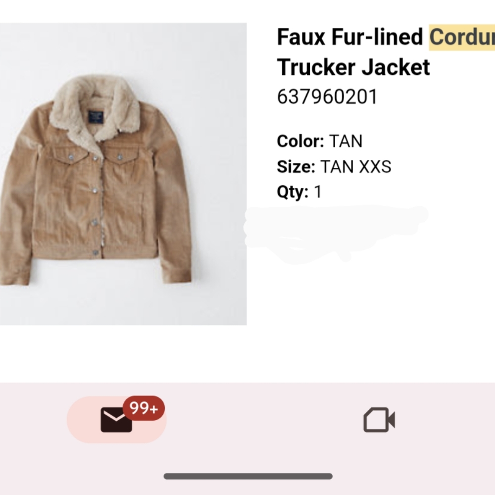 Abercrombie Faux Fur Lined Corduroy Trucker Jacket